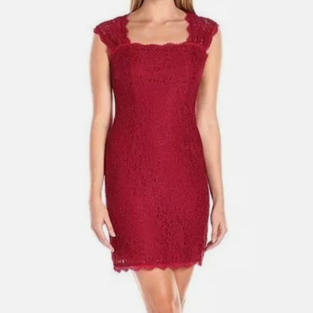 NWT Adrianna Papell | Red Lace Eyelet Dress | Size 10